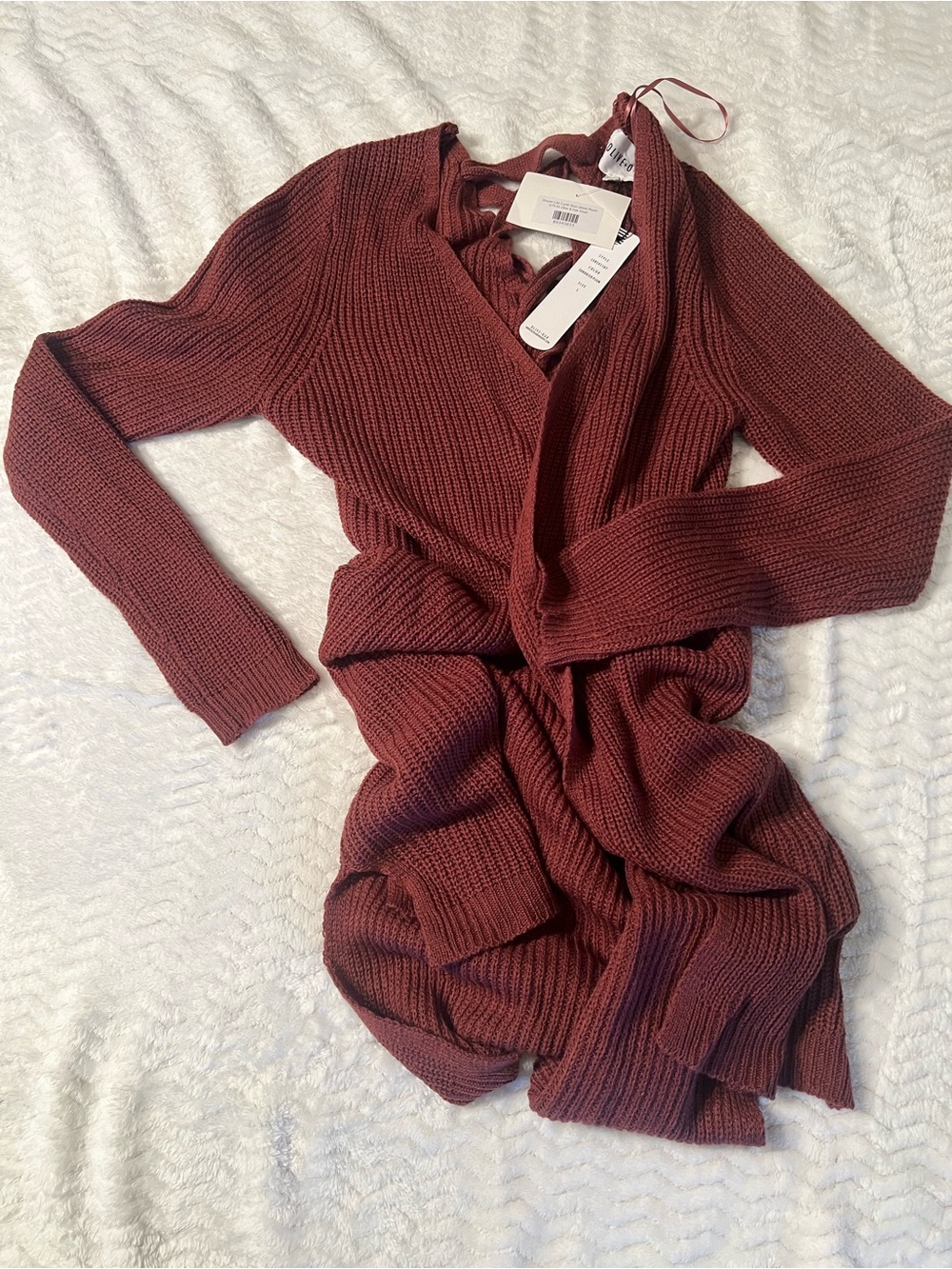 Olive & Oak Brick Red Wrap Knit Cardigan